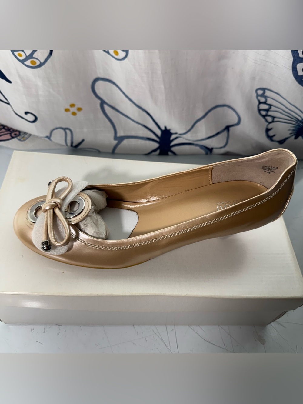 NIB vintage {Bijou} Low Heel Ballerina Pump 9M patent nude